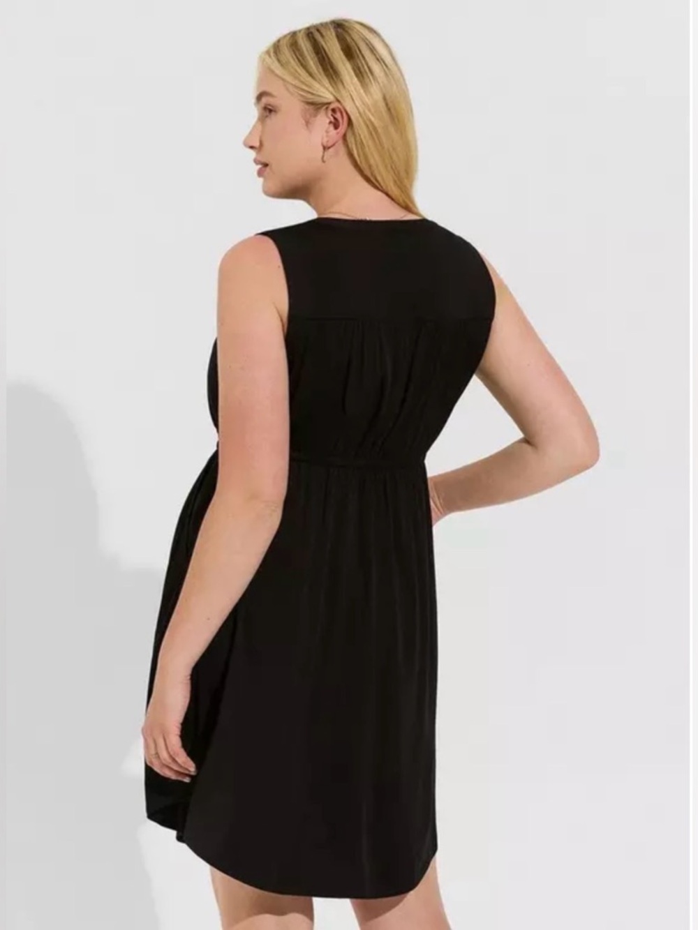 NWOT Torrid Mini Stretch Challis Lace Up Detail Shirt Dress Black Size 00 M/L - Picture 4 of 12